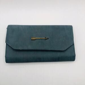 Dark Gray Faux Suede Wallet Brass Arrow‎